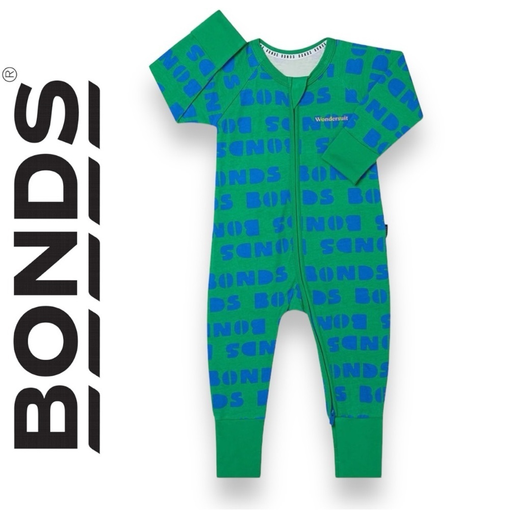 New bonds zip wondersuit - bonds block green​
